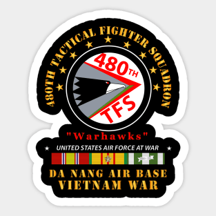 USAF - 480th Tactical Fighter Squadron - Warhawks - Da Nang w VN SVC X 300 Sticker